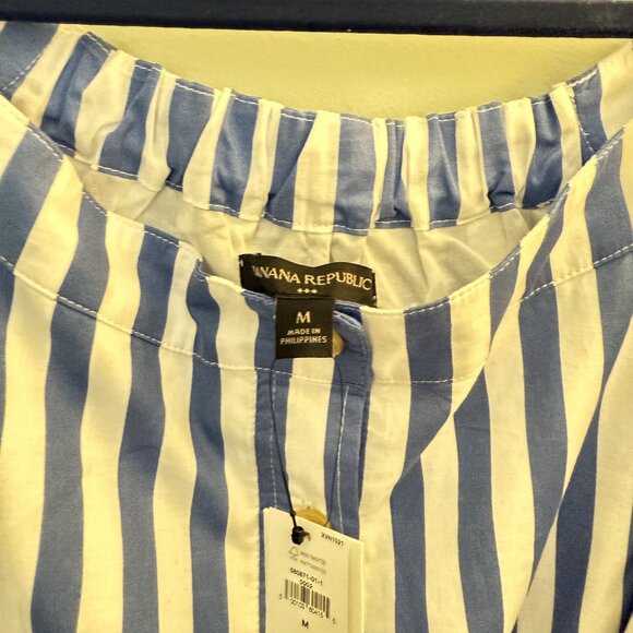 NWT Banana Republic Off The Shoulder Midi Shirt Dress Blue Stripe - Picture 6 of 7